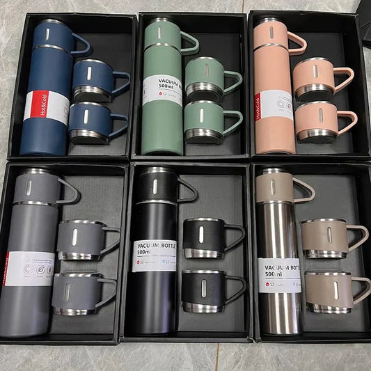 Vacuum Flask Bottle & Cup Stainless Steel Vacuum Flask Set (random Color)