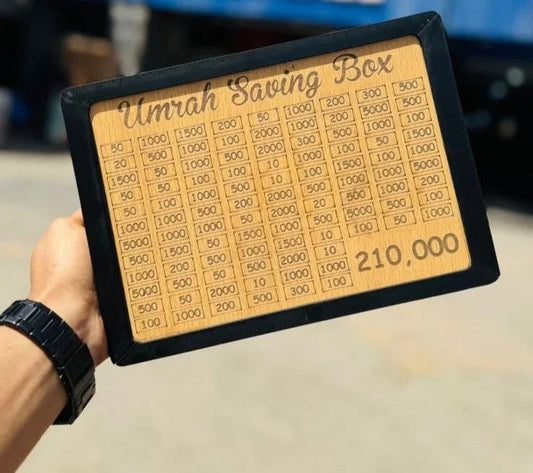 Umrah Saving Box – Best Quality Umrah Saving Box – Umrah Saving Box, Wooden Money Box For Umrah – 210,000